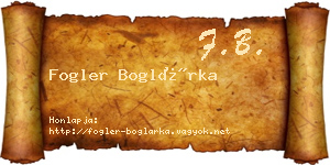 Fogler Boglárka névjegykártya
